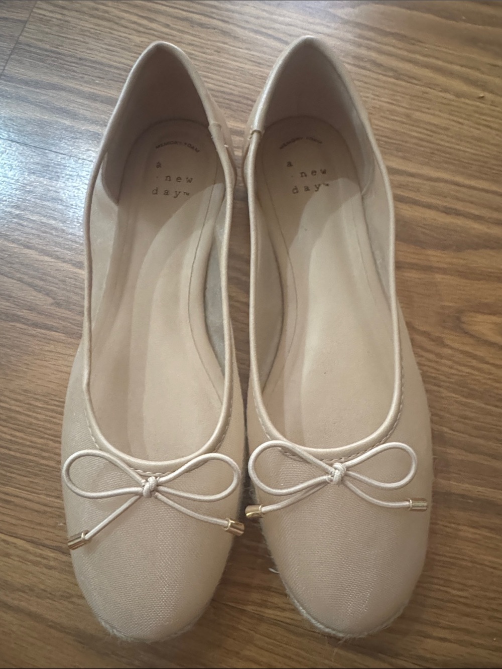 a new day Neutral Beige mesh espadrille Bow Ballet Flats